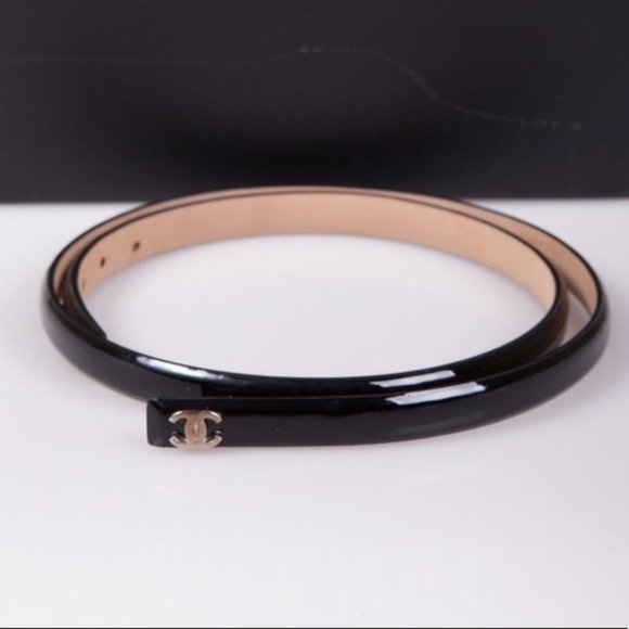 Chanel Skinny Patent Leather Dress Belt - Picture 1 of 4